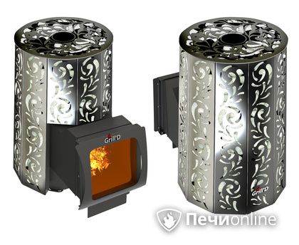 Дровяная печь-каменка GrillD Violet window long Max Жадеит 100 в Домодедово
