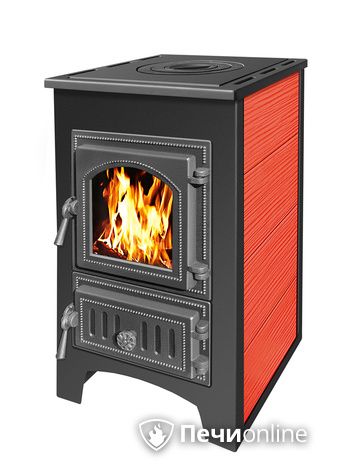 Печь-камин Везувий ПК-01 (270) с плитой 9 кВт красный в Домодедово