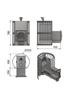Дровяная банная печь Везувий Скиф Стандарт (ДТ-4С) с парогенератором в Домодедово