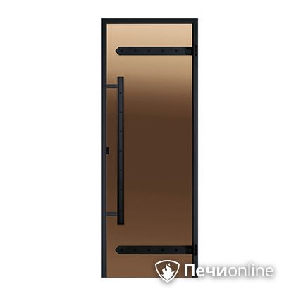 Дверь для бани Harvia Стеклянная дверь для сауны LEGEND 7/19 черная коробка сосна бронза  D71901МL в Домодедово